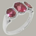 thumbnail image 2 of LBG British Made Classic 925 Sterling Silver Natural Pink Tourmaline Womens Anniversary Ring - 33 size options - Size 5.25, 2 of 7