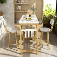 thumbnail image 4 of Lamerge 2-Person Dining Set, 3-Piece Bar Table and Chair Set, Kitchen Counter-Height Dining Table Set, Compact Kitchen Dining Table with Storage, Small Space Breakfast Nook Set, White/Gold, 4 of 8