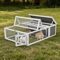 thumbnail image 3 of Weatherproof Wooden Rabbit Cage with Large Wire Mesh Activity Area,Yellow with Black, 3 of 8