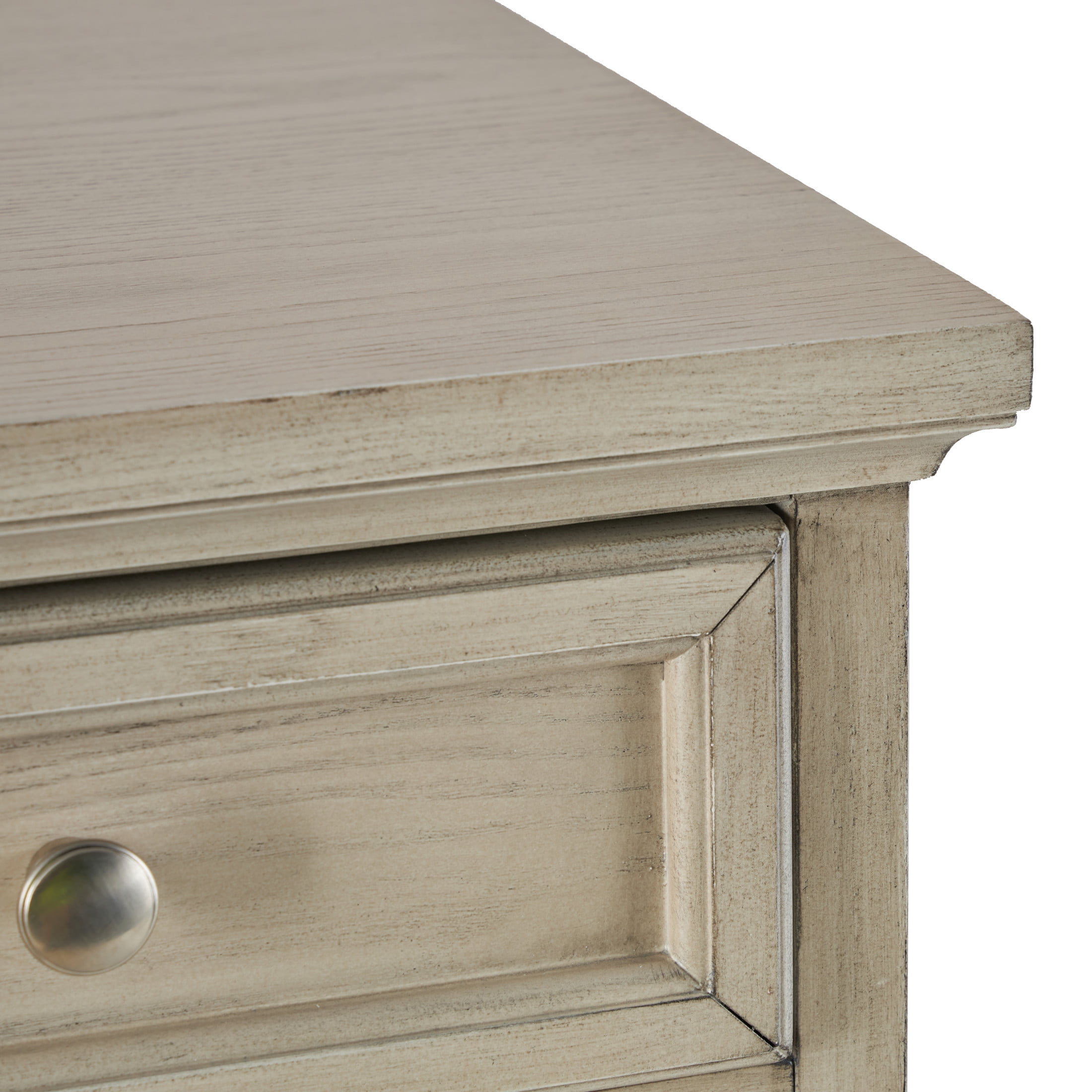 DecMode 34" x 35" Light Gray Wooden Oval Rattan Front 2 Door and 1 Drawer Geometric Cabinet, 1-Piece