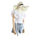 thumbnail image 4 of Camiseta de mujer Verano Cuello en V Dot Sin mangas Blusa de gasa Chaqueta, Blanco Speravity AP001336-01, 4 of 7