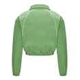thumbnail image 4 of 2 Piece Tracksuit Set for Women Zip-Up Cropped Jacket and Drawstring Shorts with Contrast Piping Casual Outfit Green 2XL, 4 of 9