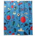thumbnail image 2 of FREEAMG Sports Equipment Doodles Pattern Shower Curtain Waterproof Bathroom Decor Fabric Shower Curtain Set with Hooks, 60x72 inches, 2 of 6