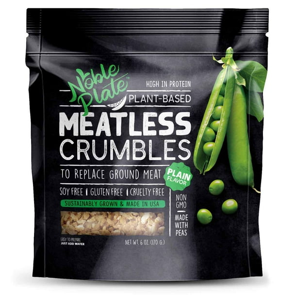 Soy Free Meatless Crumbles by Noble Plate, 100 Vegan, NonGMO, 45g