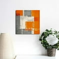 thumbnail image 3 of ARISTURING Oil Painting Canvas Wall Art Print Picture, Watercolor Geometric Art Abstract Poster Artwork for Home Living Room Kitchen Decor Orange Grey (Stretched and Framed) 16x16 inch, 3 of 4