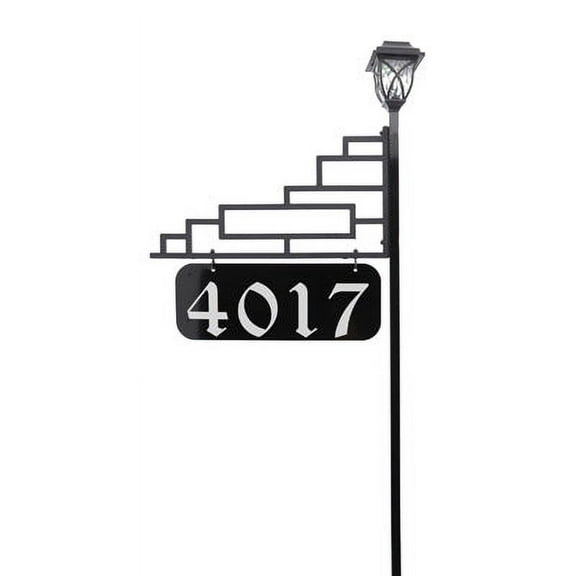 Address America USA Handcrafted, Double-Sided Reflective Excalibur Address Sign With LED Solar Light - 58" Pole