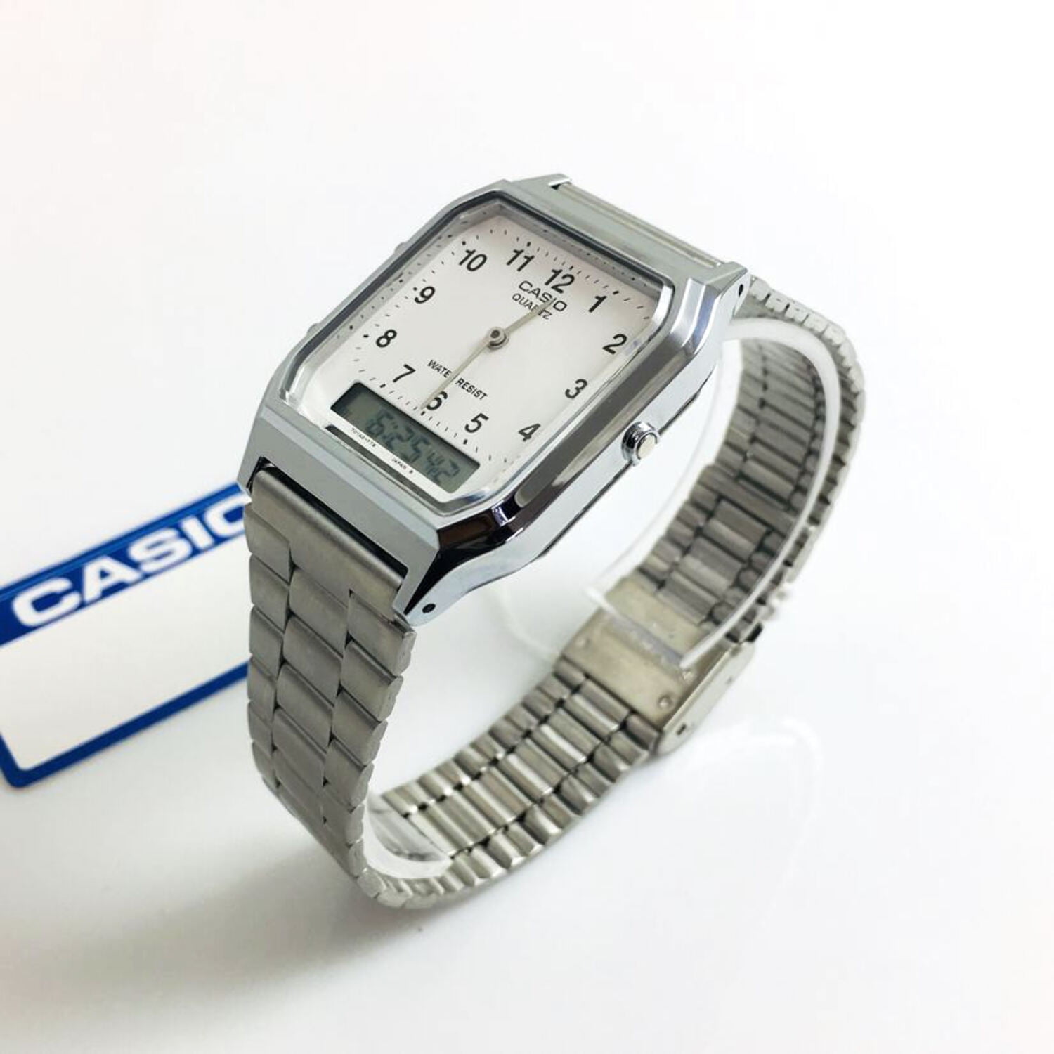 Casio Men's Classic Stainless Steel Analog Watch Quartz Mineral Crystal AQ-230A-7B