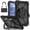 Black+Black, variant on Rugged Hybrid Case For Samsung Galaxy Tab A11 Plus SM-X310/X315 tablet, with Built-in Kickstand 360° Rotating Crossbody Shoulder Strap Shockproof Heavy Duty Case, Black+Black