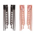 thumbnail image 1 of 2 pares de pendientes de borla, pendientes de cadena colgantes largos de cristal para mujeres y niñas, borla de diamante con incrustaciones de aleación MFZFUKR BST3020728-3, 1 of 5