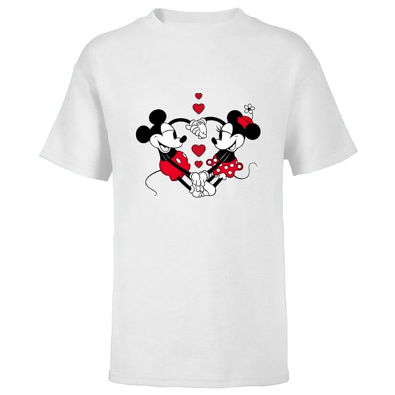 Disney Mickey and Minnie Love Gaze Hearts - Short Sleeve T-Shirt for Kids - Customized-White