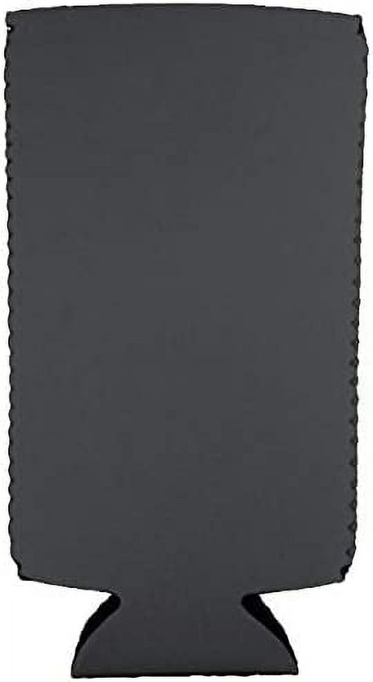 Blank Neoprene Collapsible Slim Can Coolie (6 Pack, Charcoal)