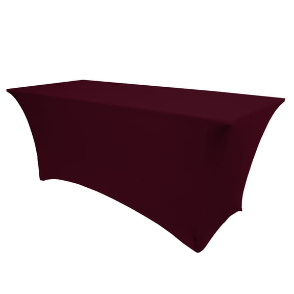 Ultimate Textile (10 Pack) 8 ft. Fitted Spandex Table Cover - for 30 x 96-Inch Banquet and Folding Rectangular Tables - 42"H, Burgundy Red
