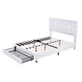 thumbnail image 5 of 3-Pieces Bedroom Sets, Queen Size PU Platform Bed with Two Wireless Chargers, Two Motion Activated Night Lights and Two Nightstands, No Box Spring Required, 83.9"L×63.8"W×47.2"H, White, 5 of 7