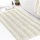 thumbnail image 1 of Alfombra de baño de chenilla peluda turquesa, 60 x 90 cm, crema, antideslizante, 1 of 7