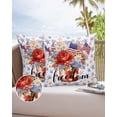 thumbnail image 6 of Pack of 2 Outdoor Pillow Covers, 4th of July American Flag Patriotic Star Flowers Waterproof Square Throw Pillowcase Cushion Decorative Pillow Covers for Couch Patio Tent, 16x16 in, 6 of 6