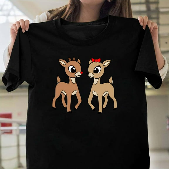 Classic Rudolph And Clarice Christmas Graphic Unisex T-Shirt, Retro Holiday Movie Gift G0078, Up to Size 5XL