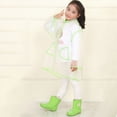 thumbnail image 2 of kpoplk Hooded Transparent Raincoat Girl Boys Rain Coat Hooded Outdoors Clear Waterproof Kids Toddler Children's Rainwear Protective Covers 1-10T(Green,9-10 Years), 2 of 4