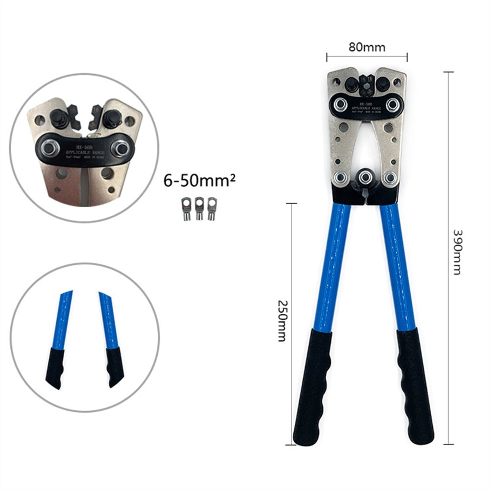 Jewii Crimping Plier 6-50mm AWG 22-10 Tube Terminal Crimper Hex Crimp Tool Multitool Battery Cable Lug Cable Hand Tools ,Durability That Lasts