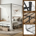 thumbnail image 4 of Queen Size Canopy Bed Frame, HSUNNS 2 Storage Drawers Platform Bed Frame with Footboard and Wooden Headboard, Removable Canopy, Under-Bed Storage, Noise Free, Easy Assembly, Black+Brown, 4 of 9