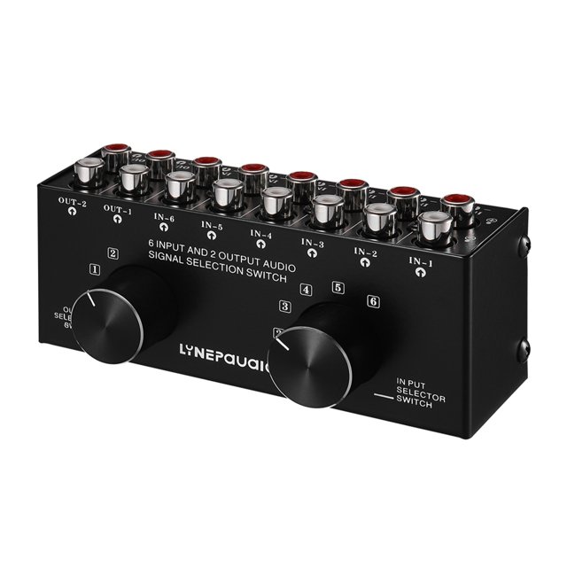 Conmutador de audio LYNEPAUAIO 6-In-2-Out RCA