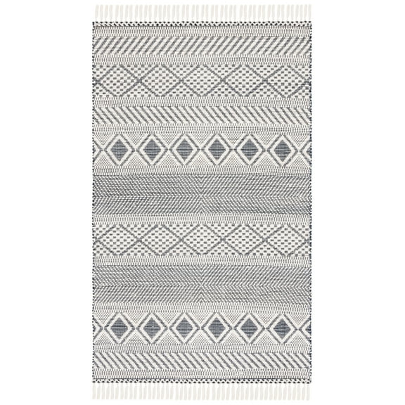 SAFAVIEH Natura Renee Geometric Wool Area Rug, Ivory/Navy, 3' x 5'