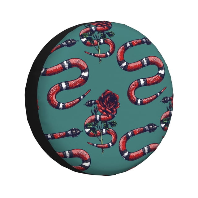 Balery Snake And Rose Cubiertas para Neumáticos - Protector Resistente para Neumáticos de Camioneta, SUV, Remolque, Camper y RV-17 inch