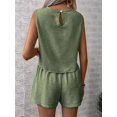 thumbnail image 5 of Women'S 2 Piece Vacation Outfits Sleeveless Tank Top and Matching Shorts Sets Green L, 5 of 10