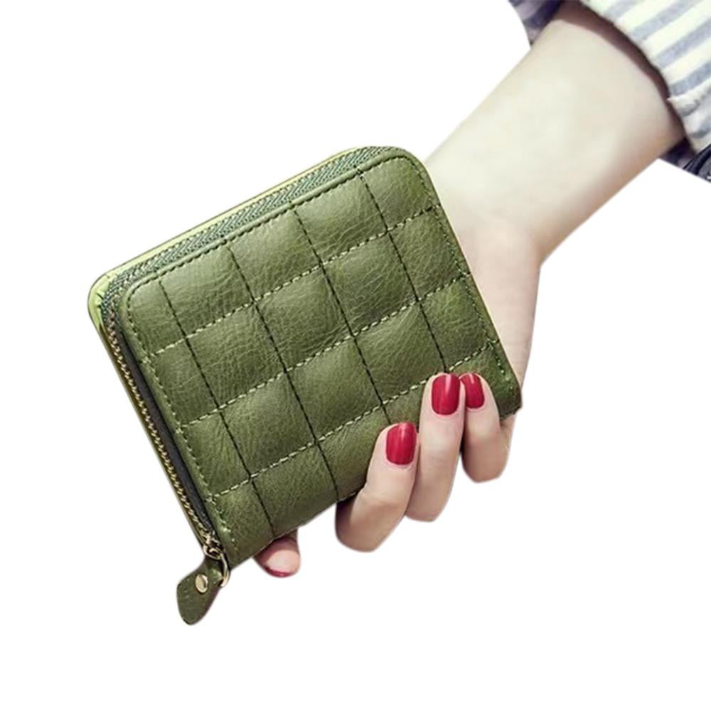 Women Girl Small Soft Leather Clutch Wristlet Purse Phone Card Slots New 