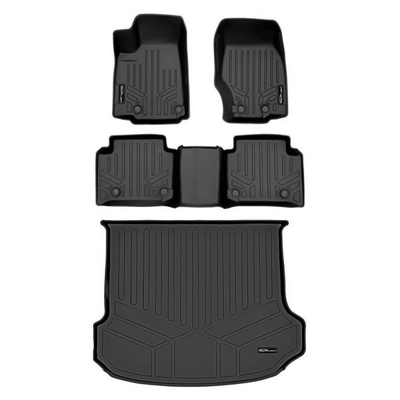 SMARTLINER All Weather Custom Fit Black 2 Row & Cargo Liner Behind the 2nd Row Floor Mat Liner Set Compatible With 2022-2025 Jeep Grand Cherokee 4XE