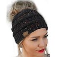 thumbnail image 1 of GFDYREE Bonnet Chignon en Tricot de Qualité CC (Noir Moucheté), 1 of 1