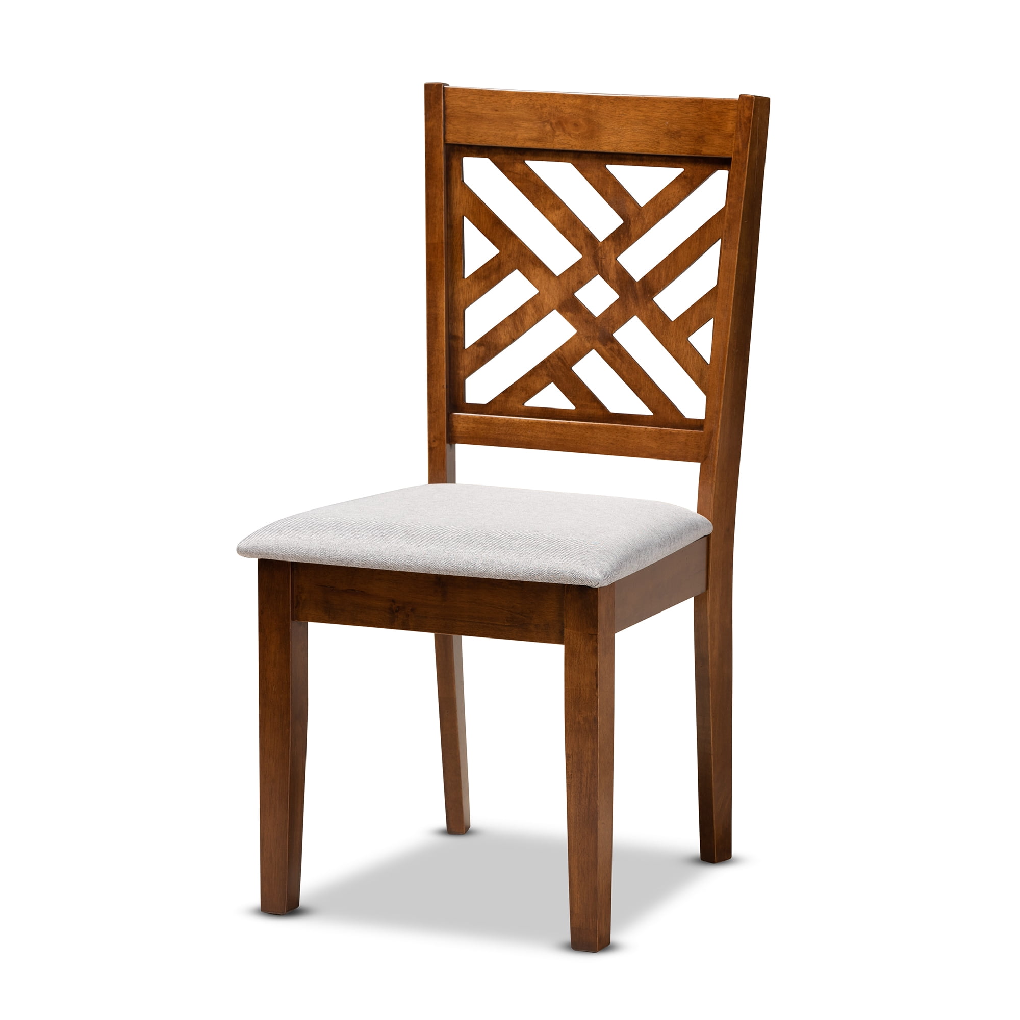 Baxton Studio Caron Modern and Contemporary Grey Fabric Upholstered and Walnut Brown Finished Wood 7-Piece Dining Set
