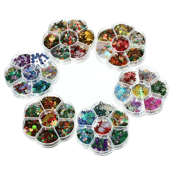 Uxcell Sequins and Spangles Set, 6 Boxes Assorted Round Beads Sequin Supplies, Colorful