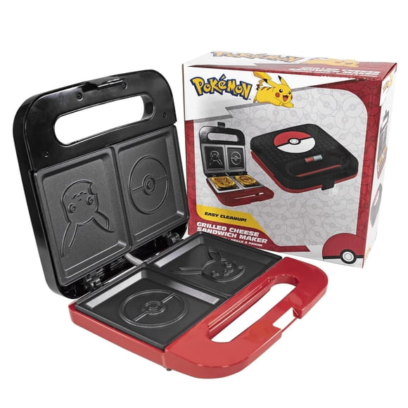 Máquina de Quesos a la Parrilla Uncanny Brands Pokemon blanca para Hacer Sándwiches de Pokeball y Pi