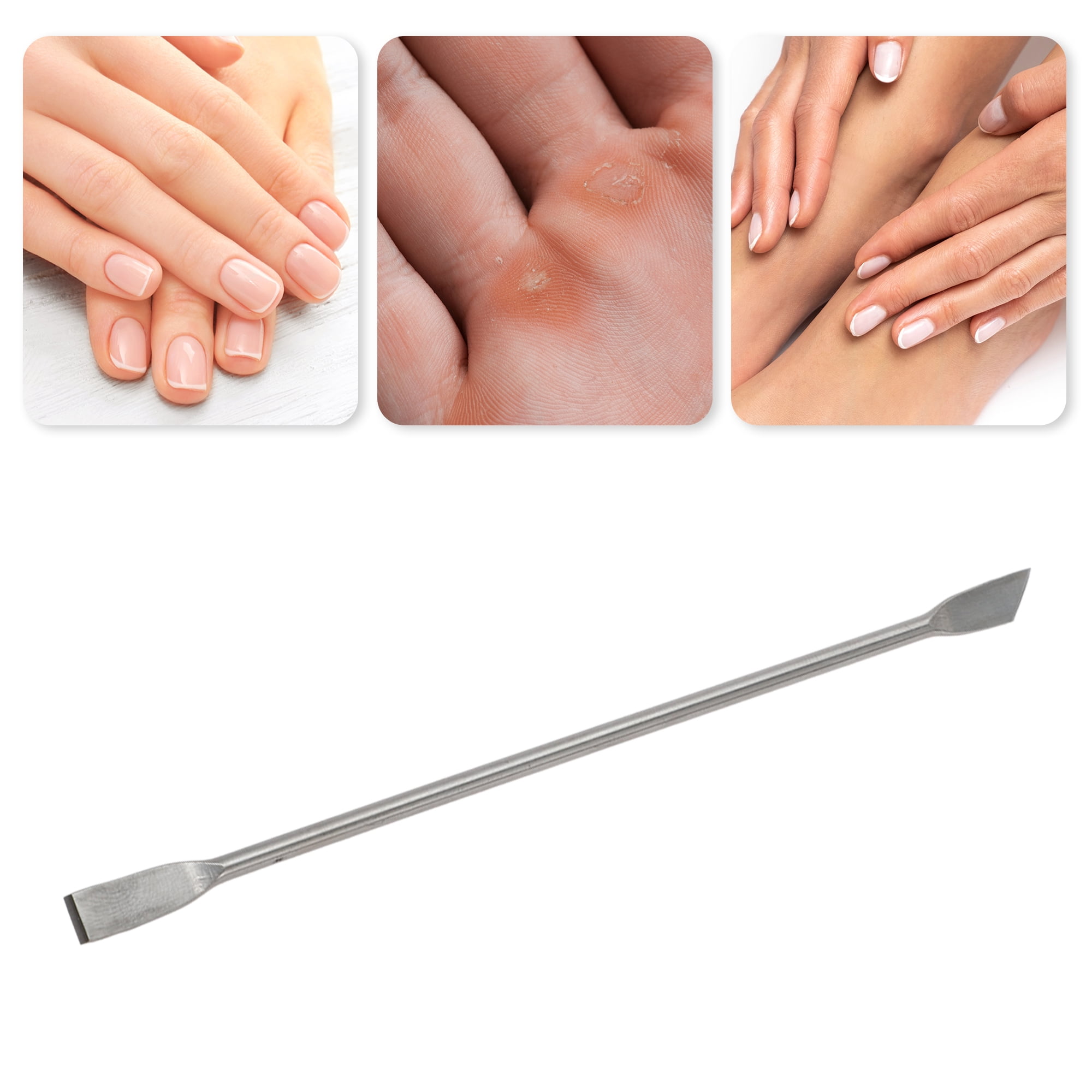 Unique Bargains Multi-function Double-side Cuticle Pusher 5.43" Length Silver Tone 1 Pc