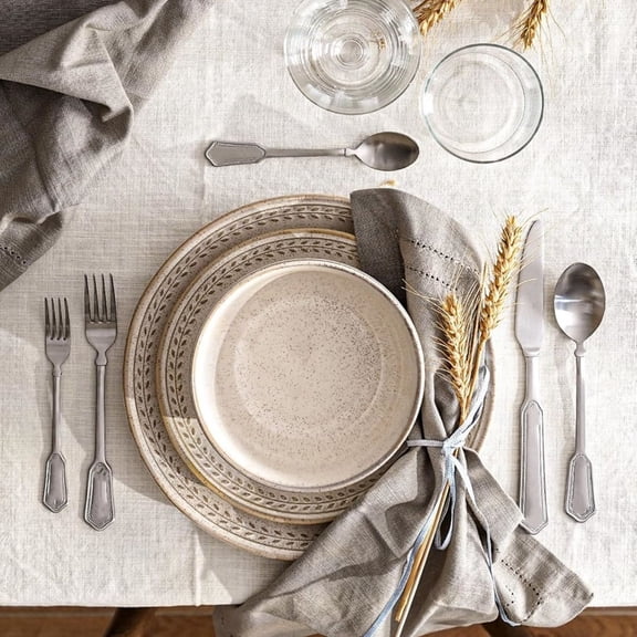 Plates and Bowls Sets for 4, 12 Piece Ceramic Dinnerware Sets, Kitchen Stoneware Dish Set, Chip Resistant, Microwave & Dishwasher Safe, Beige (8"&10" Plate, 27oz Bowl)