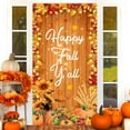 thumbnail image 2 of Happy Fall Party Door Decorations Banner, Happy Fall Y''all Door Cover Banner Autumn Harvest Porch Banner Maple Leaves Pumpkin Porch Cover for Thanksgiving Autumn Harvest Holiday Party Decor, 2 of 6