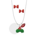 thumbnail image 1 of Delight Jewelry Acrylic 1 1/8" Disc Imitation Pearl Christmas Kiss Charm Necklace and Stud Earrings, 1 of 4