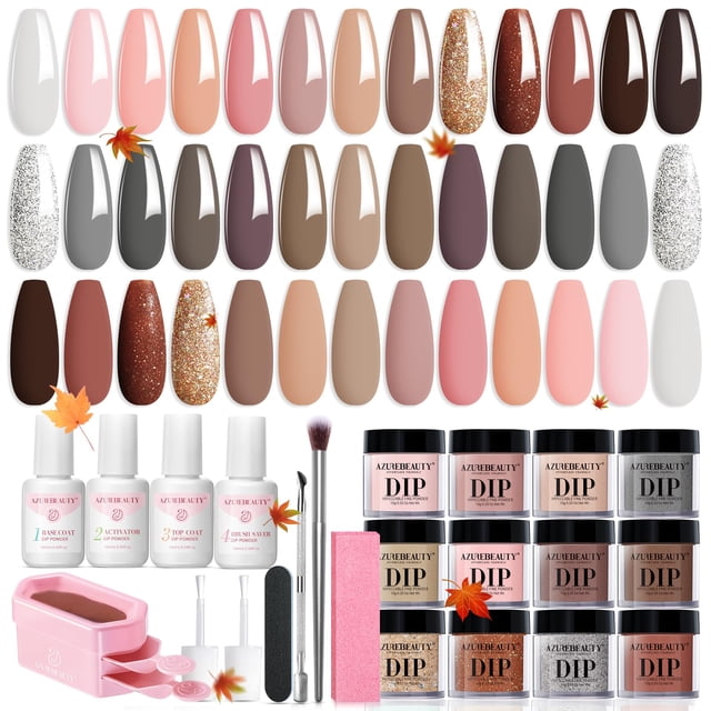 Kit de uñas en polvo AZUREBEAUTY Classic Brown Nude +20 colores