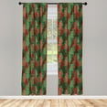 thumbnail image 2 of Ambesonne Christmas 4-Panel Curtains, Tree Pines Swirl Dot, 56"x95", Dark Coral Dark Green, 2 of 4