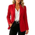 thumbnail image 3 of MaFYtyTPR Women's Casual Work Blazer Single Button Notched Lapel Long Sleeve Suit Jacket 01-Red L, 3 of 6