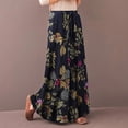 thumbnail image 5 of Jxximdong Pants for Women Women's Casual Floral Printed Pants Belt Elastic Waist Wide Leg Pants Pocket Long Pants Blue L Trousers, 5 of 8