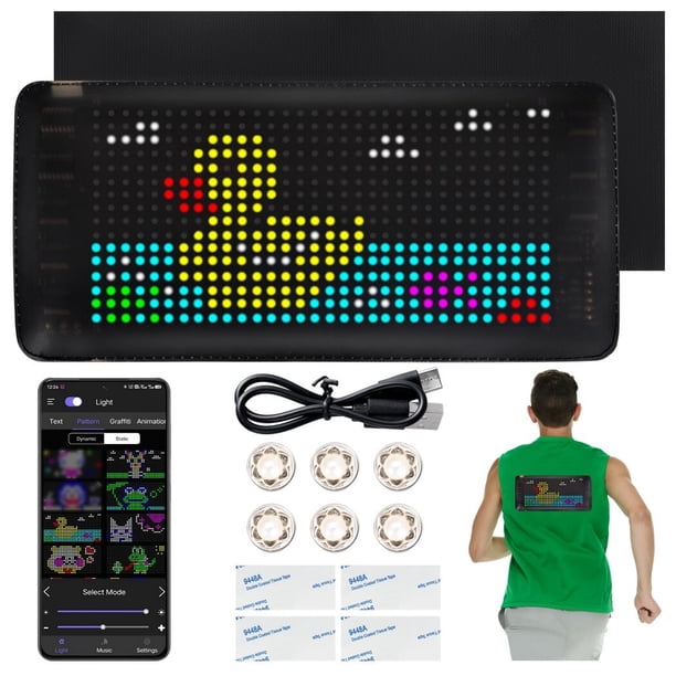 Mini letrero LED de desplazamiento, panel de matriz LED vibrante y colorido recargable con batería de 500 mAh, textos personalizados, patrones, animaciones, emociones, mini panel de letrero digital LE