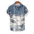 thumbnail image 2 of AHTJRT Stylish Men's Camouflage Print Button Down Short Sleeve Shirt Navy L, 2 of 4