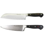 Wusthof Classic 7" Hollow Edge Santoku Kitchen Knife with Classic 6" Chef's Knife