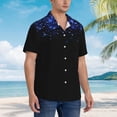thumbnail image 2 of KLL Men's Hawaiian Shirt Short Sleeve Button Down Beach Shirts-Black Blue Glitter Sparkles, 2 of 5