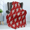 thumbnail image 4 of Feminine Soft Flannel Fleece Throw Blanket, Roses with Black Contours in Retro Style Feminine Nature Inspired, Cozy Plush for Indoor and Outdoor Use, 50" x 60", Scarlet White Black, by Ambesonne, 4 of 5