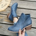 thumbnail image 5 of Mgmyaa Women's Martin Ankle Boots Lace Up Booties Mid Block Heel with Buckle, 5 of 9