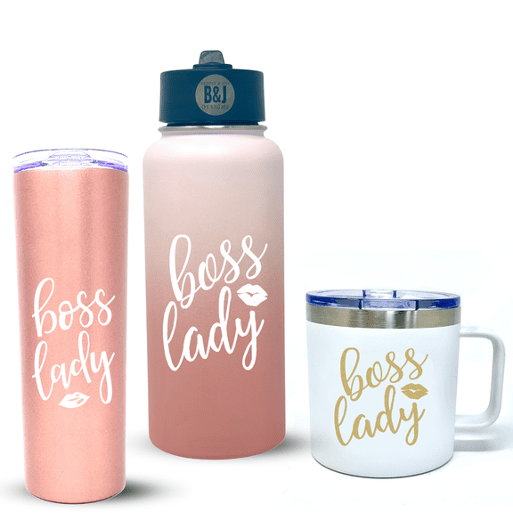 Brooke & Jess Designs Boss Lady Coffee Mug Tumbler - Best Boss Gifts for Women - Great Travel Cup Gifts for Bosses, Coworkers, Mom, Christmas, Birthday