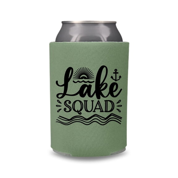 Lake Trip Can Coolers, Lake Squad Can Coolies, Fishing Coolie Drink Accessory, Funny Party Favors, Funny Beer Coolies, Fishing Beer (Willow Green)