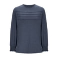 thumbnail image 3 of Dxzfnsa Women's Solid Color Long Sleeved U-neck Pleated Loose Women's Tops Blue-2XL, 3 of 6